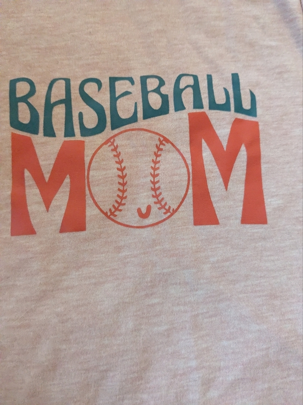 Baseball Mom Graphic Tee - Coral and Teal Print